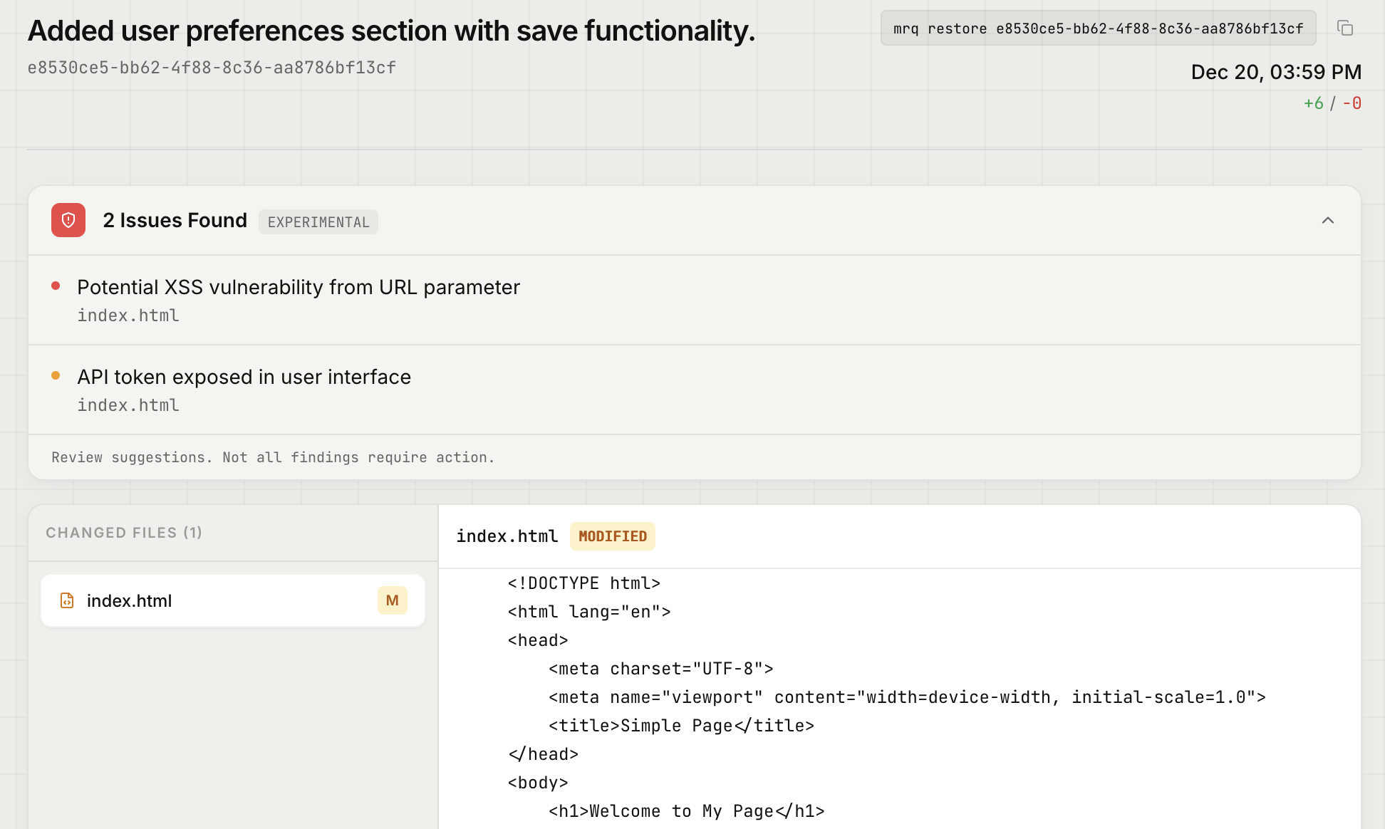 Security audit warning in the mrq dashboard